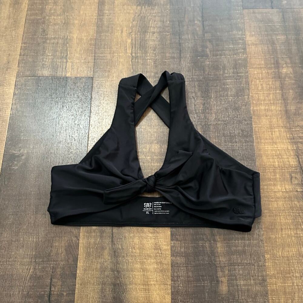 Albion Fit Black Front Tie Bikini Swim Top Size XL - Picture 2 of 8